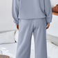 Mariette Dusk Blue Cowl Neck Drawstring Pullover Wide Leg Athleisure Pants Set
