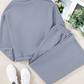 Mariette Dusk Blue Cowl Neck Drawstring Pullover Wide Leg Athleisure Pants Set