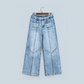 Britley Frayed Studded Detail Wide Leg Pocketed Jeans