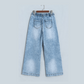 Britley Frayed Studded Detail Wide Leg Pocketed Jeans