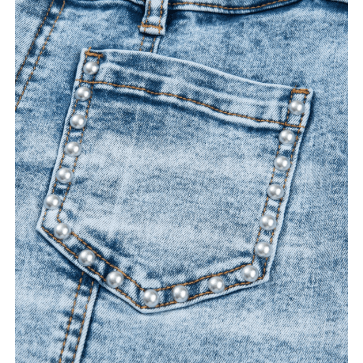 Britley Frayed Studded Detail Wide Leg Pocketed Jeans