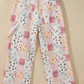 Jedda Pink Floral Patchwork Wide Leg Full Length Jeans
