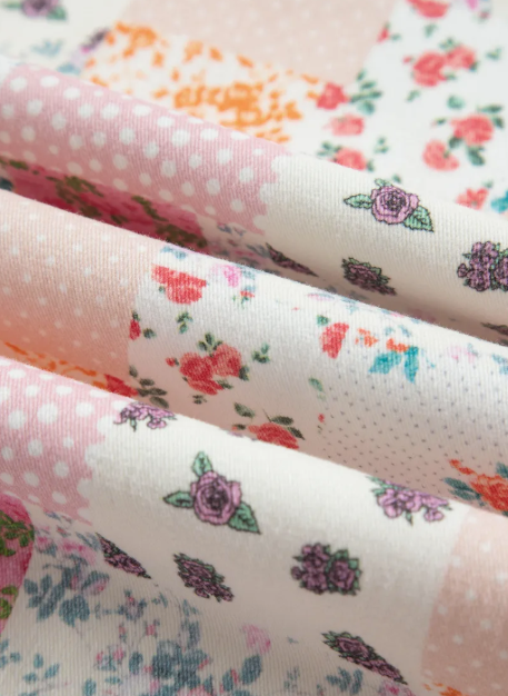 Jedda Pink Floral Patchwork Wide Leg Full Length Jeans