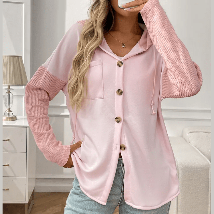 Mariel Pink Hooded Layering Cardigan