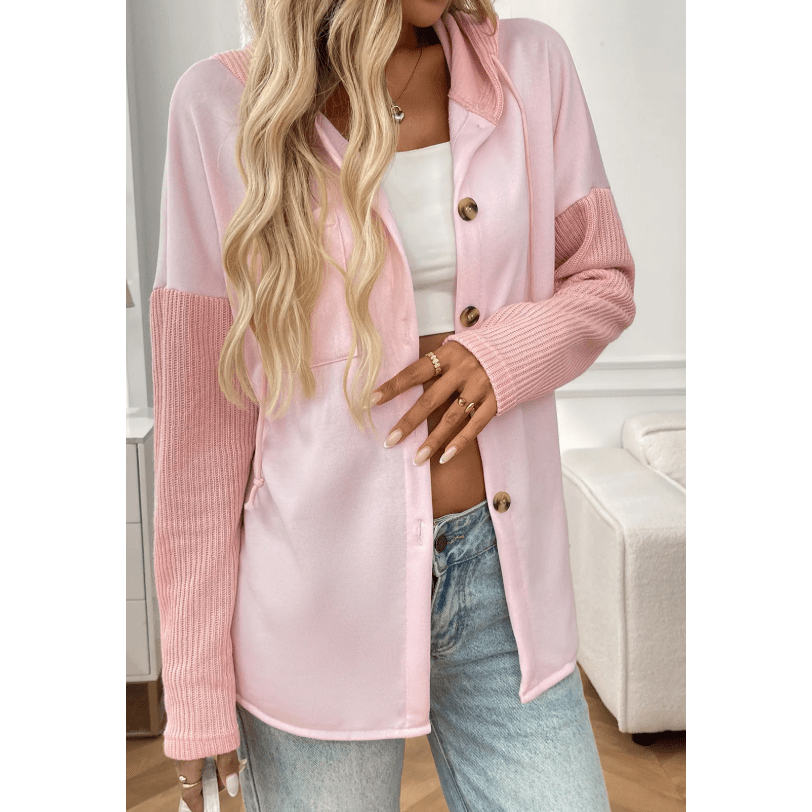 Mariel Pink Hooded Layering Cardigan
