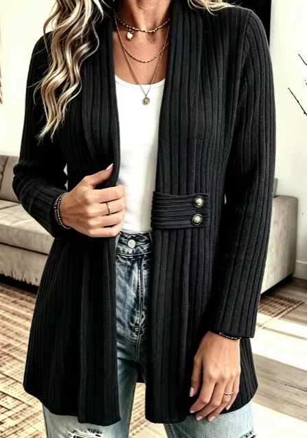 Prestyn Black Classic Poise Button Detail Cardigan