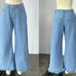 Tamaria Light Blue Ruffle Edge Wide Leg Denim Jeans