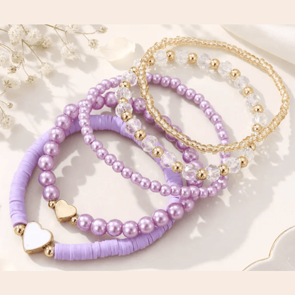 Hearts & Pearls Bracelet Set - 3 Colors