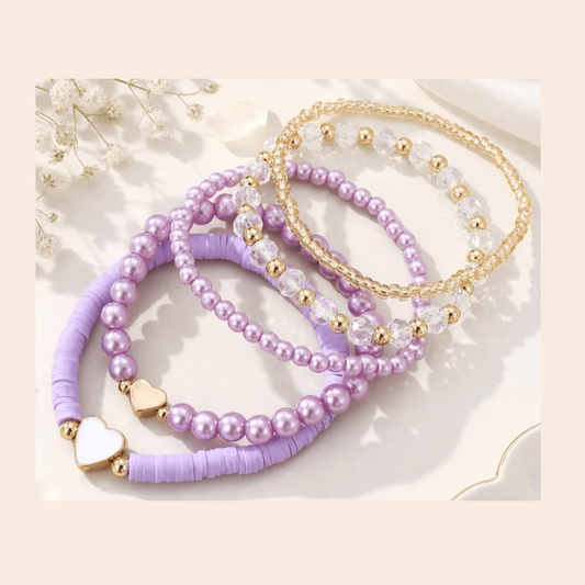 Hearts & Pearls Bracelet Set - 3 Colors