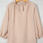 Alby Parchment V Neck Gathered Cuff Three Quarter Sleeve Blouse