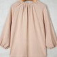 Alby Parchment V Neck Gathered Cuff Three Quarter Sleeve Blouse
