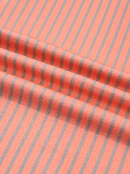 Cyra Orange Stripe Colorblock Detail Raw Seam Long Sleeve Top