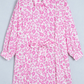 Karrie Pink Abstract Leopard Print Tie Waist Puff Sleeve Mini Shirt Dress