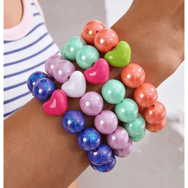 Hearts Resin Bracelet - 4 Colors
