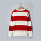Red Stripe MERRY Drop Shoulder Long Sleeve Christmas Sweater
