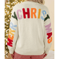 White Ho Ho Ho Slogan V Neck Button Front Embroidered Knit Cardigan