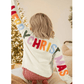 White Ho Ho Ho Slogan V Neck Button Front Embroidered Knit Cardigan