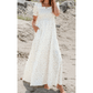 Maribelle White Frilly Shirred Bodice Tiered Floral Maxi Dress