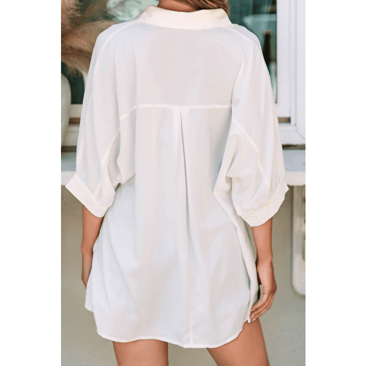 Ryleigh White 3/4 Puff Sleeve Oversize Shirt