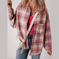 REDUCED!!!  Piper Pink Plaid Print Chest Pocket Long Sleeve Shacket  REDUCED!!!
