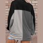 Ginna Grey Colorblock Ribbed Collared Oversized Sweatshirt
