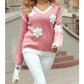 REDUCED!!!  Tyanna Pink Flower V Neck Dropped Shoulder Sweater  REDUCED!!!