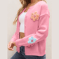 REDUCED!!!  Kathleen Pink Knitted Floral Pattern Button Up Cardigan  REDUCED!!!