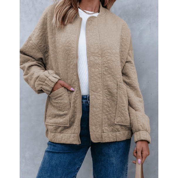 Becka French Beige Floral Quilted Jacket