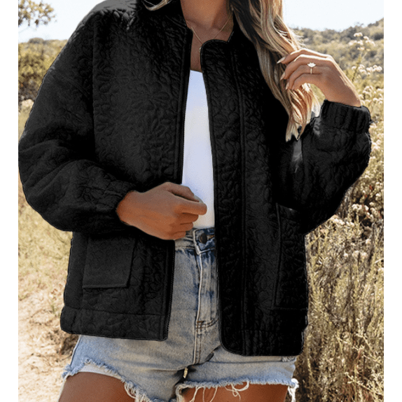 Becka Black Floral Quilted Jacket