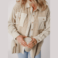 REDUCED!!! Carlotta Parchment Houndstooth Corduroy Patchwork Flap Pocket Shacket  REDUCED!!!