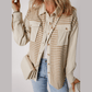 REDUCED!!! Carlotta Parchment Houndstooth Corduroy Patchwork Flap Pocket Shacket  REDUCED!!!