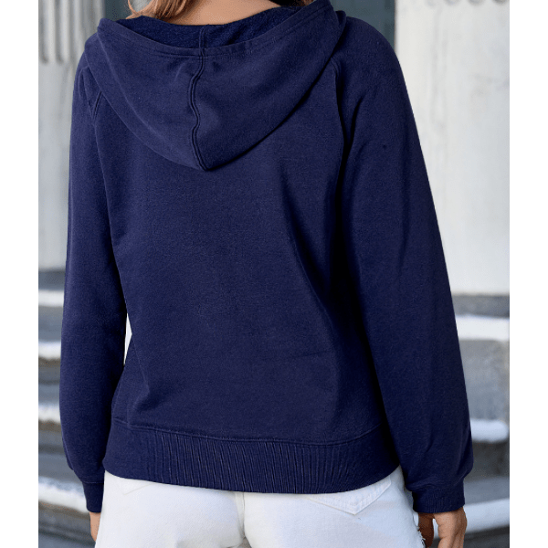 Kensley Navy Fleece Lined Zip up Hoodie