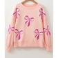 REDUCED!!!  Thelma Apricot Pink Sequined Bowknot Drop Shoulder Oversized Sweatshirt  REDUCED!!!