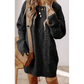 Kenna Black Cable Knit Drop Shoulder Loose Fit Sweater Dress