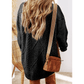 Kenna Black Cable Knit Drop Shoulder Loose Fit Sweater Dress