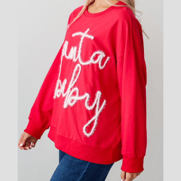 Santa Baby Tinsel Graphic Sweatshirt