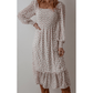 Ida Floral Print Shirred Ruffled Hem Square Neck Midi Dress