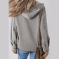 Harlene Grey Hooded Drawstring Pockets Corduroy Shacket
