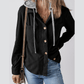 Harlene Black Hooded Drawstring Pockets Corduroy Shacket