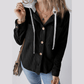 Harlene Black Hooded Drawstring Pockets Corduroy Shacket