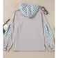 Stormi Blue Floral Patchwork Star Pattern Drawstring Hoodie