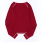 Payson Red Textured Round Neck Long Sleeve Top