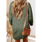 Kenna Green Cable Knit Drop Shoulder Loose Fit Sweater Dress