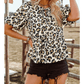 REDUCED!!!  Cinni Leopard Bubble Sleeve Bow Tie Front Peplum Blouse  REDUCED!!!
