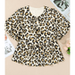 REDUCED!!!  Cinni Leopard Bubble Sleeve Bow Tie Front Peplum Blouse  REDUCED!!!