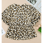 REDUCED!!!  Cinni Leopard Bubble Sleeve Bow Tie Front Peplum Blouse  REDUCED!!!