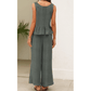 Lia Green Ribbed Ruffle Tank Top and Pants Set