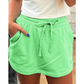 Mya Green French Terry Drawstring Mini Skort with Pockets