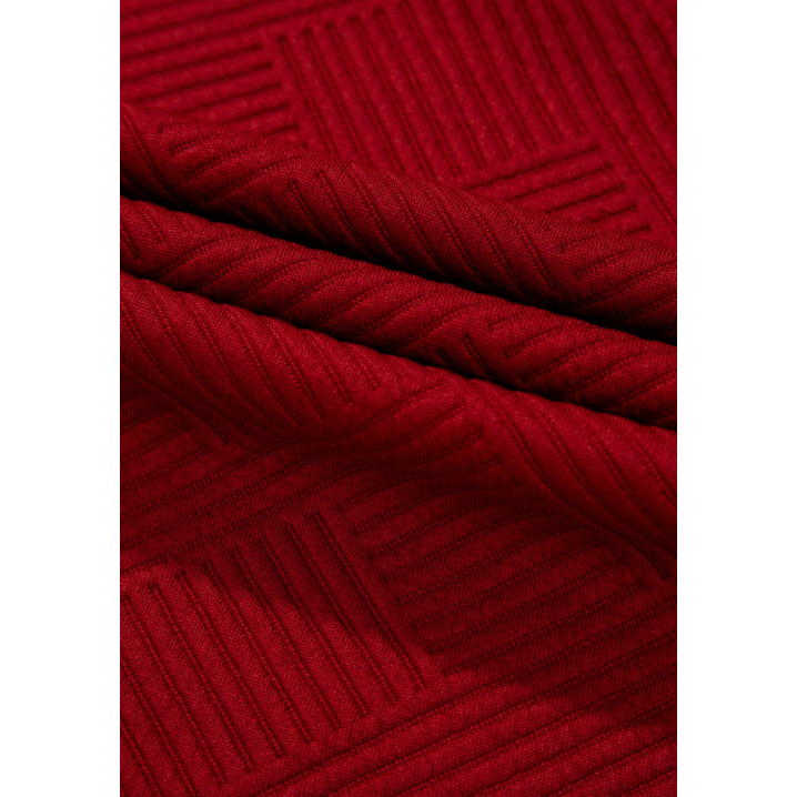 Belva Red Textured Loose Fit T Shirt and Drawstring Pants Set