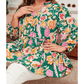 Thea Green Floral Puff Sleeve V Neck Peplum Blouse